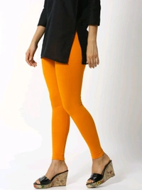 Cotton Lycra Ankle Length Leggings  - L, Orange