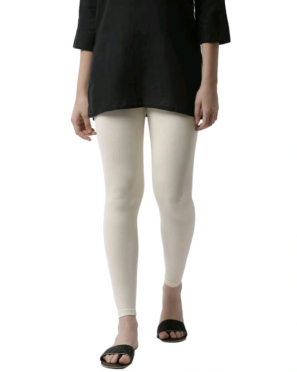 Cotton Lycra Ankle Length Leggings  - XL, OFF White