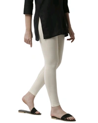 Cotton Lycra Ankle Length Leggings  - XL, OFF White