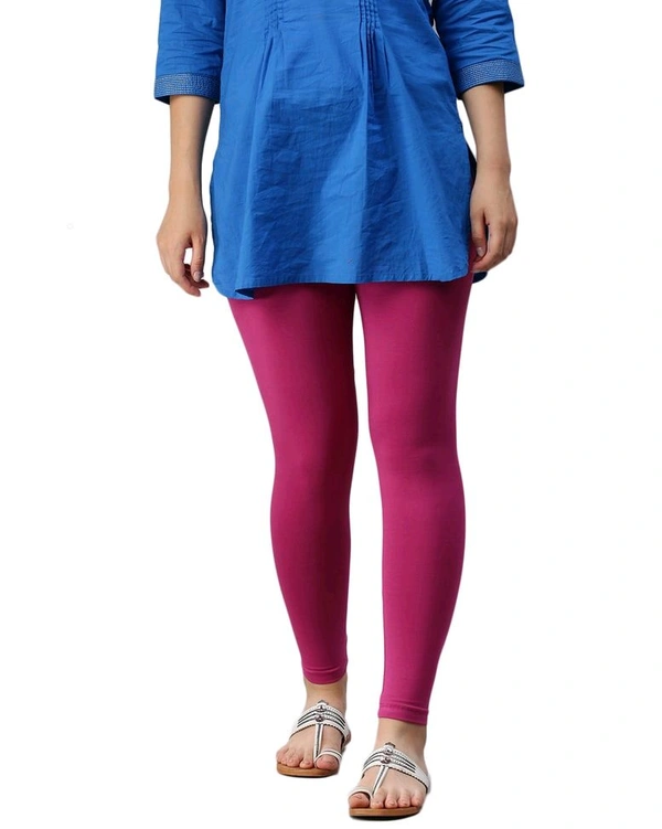 Cotton Lycra Ankle Length Leggings  - XL, Dark Pink ( Rani )