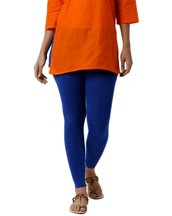 Cotton Lycra Ankle Length Leggings  - 2XL, Royal Blue