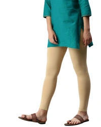 Cotton Lycra Ankle Length Leggings  - L, SKiN