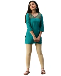 Cotton Lycra Ankle Length Leggings  - L, SKiN