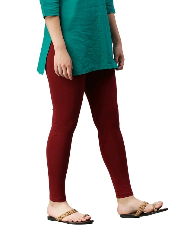 Cotton Lycra Ankle Length Leggings  - 2XL, Maroon