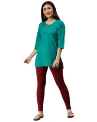 Cotton Lycra Ankle Length Leggings  - 2XL, Maroon