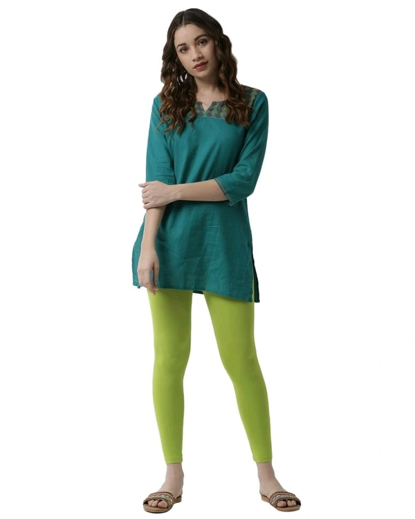 Cotton Lycra Ankle Length Leggings  - 2XL, Palm