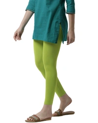 Cotton Lycra Ankle Length Leggings  - XL, Palm