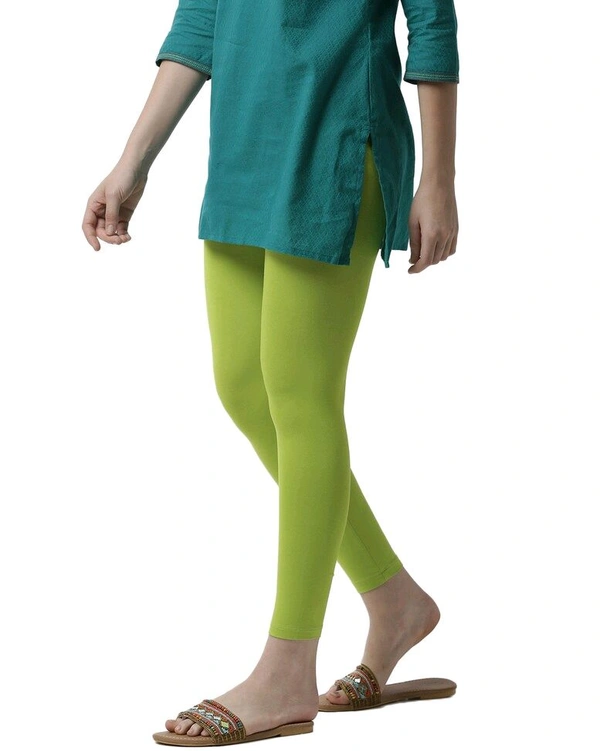 Cotton Lycra Ankle Length Leggings  - XL, Palm