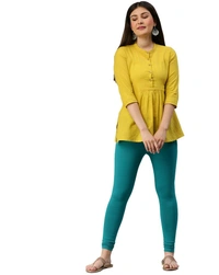 Cotton Lycra Ankle Length Leggings  - 2XL, Sea Green