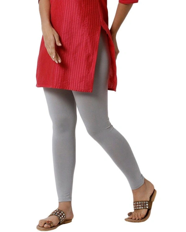 Cotton Lycra Ankle Length Leggings  - 2XL, Light Grey