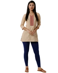 Cotton Lycra Ankle Length Leggings  - L, NevyBlue