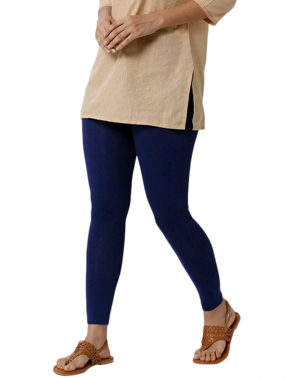 Cotton Lycra Ankle Length Leggings  - 2XL, NevyBlue