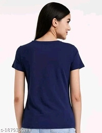 Womens Round Neck Tshirt Nevy blue  - S
