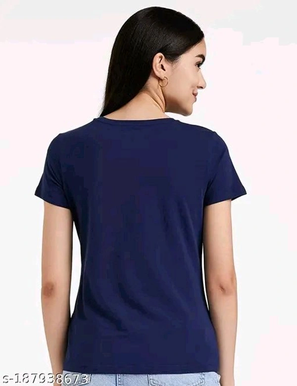 Womens Round Neck Tshirt Nevy blue  - M