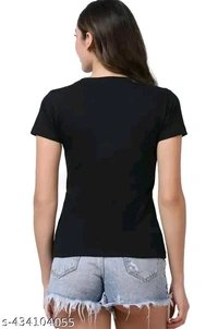 Womens Round Neck Tshirt Black  - L