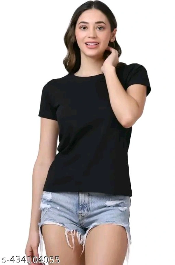 Womens Round Neck Tshirt Black  - XL