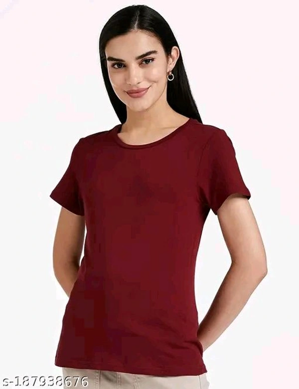 Womens Round Neck Tshirt Maroon  - 2XL