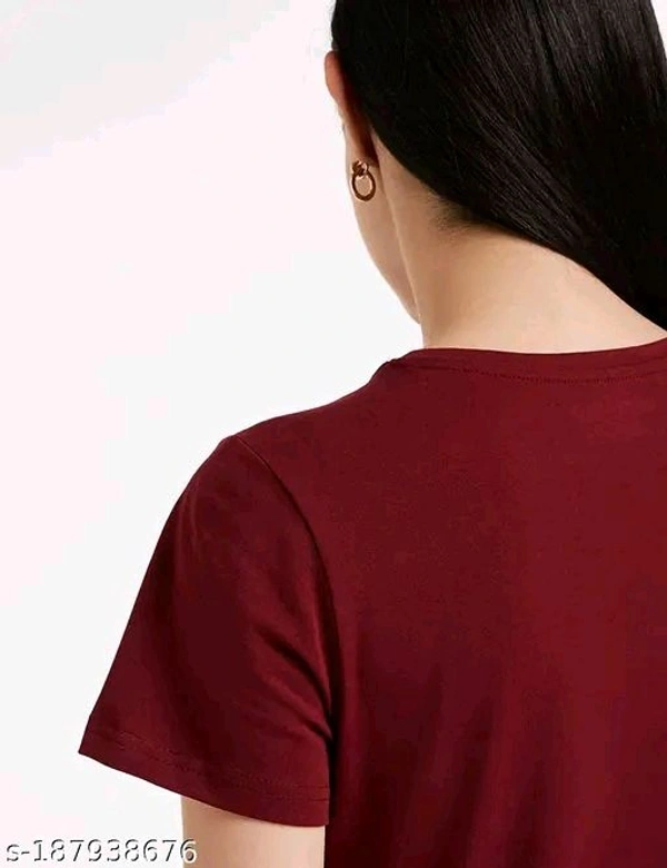 Womens Round Neck Tshirt Maroon  - 2XL