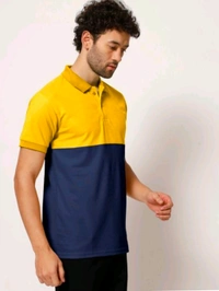 Mens Two Colour Polo Tshirt With Collar (Yellow & Blue) - M (40)