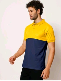 Mens Two Colour Polo Tshirt With Collar (Yellow & Blue) - M (40)