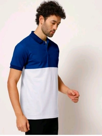 Mens Two Colour Polo Tshirt With Collar (Blue & White) - L (42)