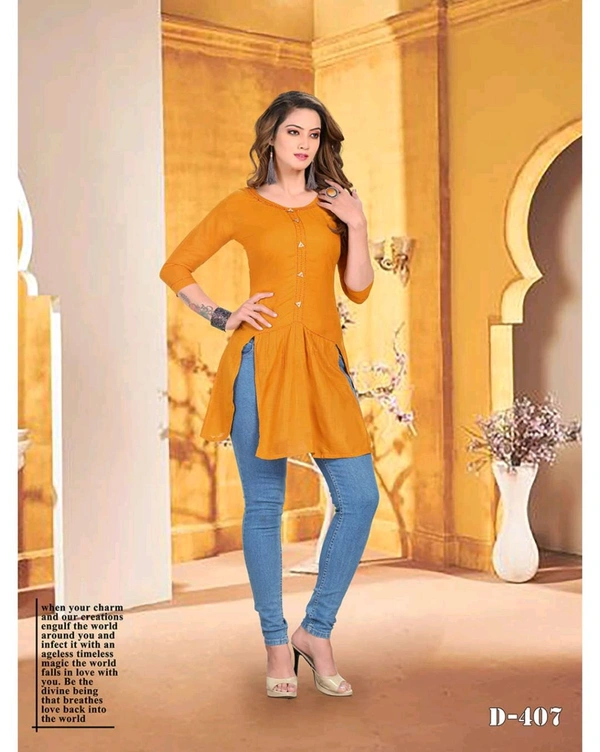 PRINAL  Women Top Rayon Embroidered Straight Kurta Yellow KURTI  - XL