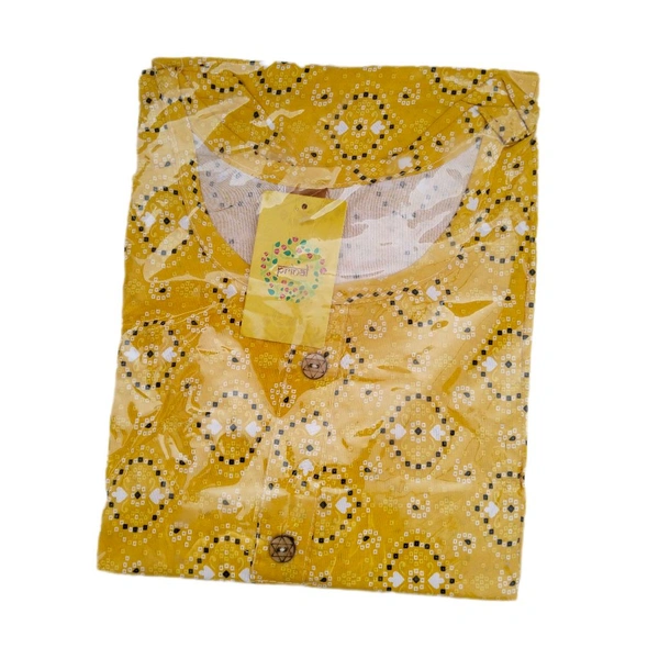 PRINAL  Rayon Printed Straight Kurta Yellow (BX701) - XXL