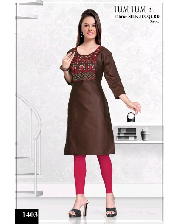 PRINAL Jacquard Embroidered Straight Kurta Green (BX71403) - XXL