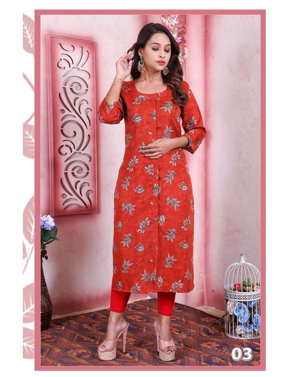 Women Fancy Kurti Red  - XXL