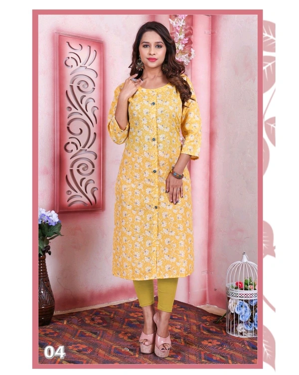 Women Fancy Kurti Yellow  - XXL