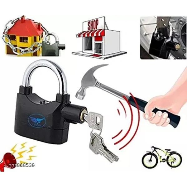 Alarm Security Lock With Motion Sensor And 3 Keys Metallic Finish