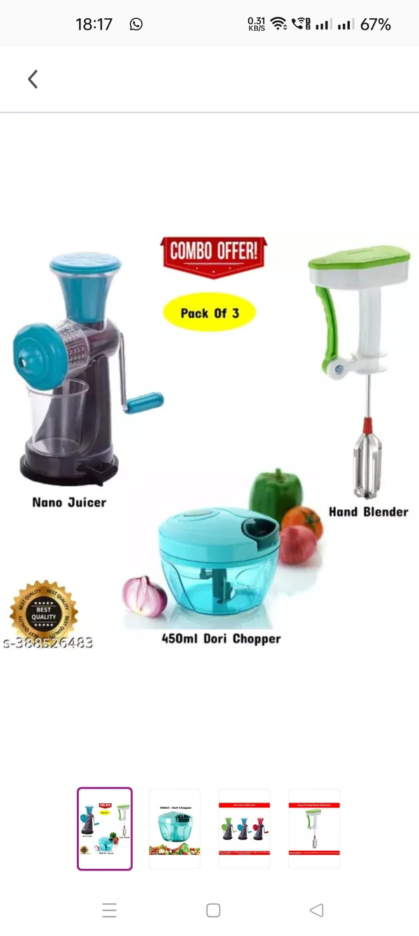ByteHive Combo Of 450 Ml Vegitable  And Fruit Chopper And Manual Hand Juicer