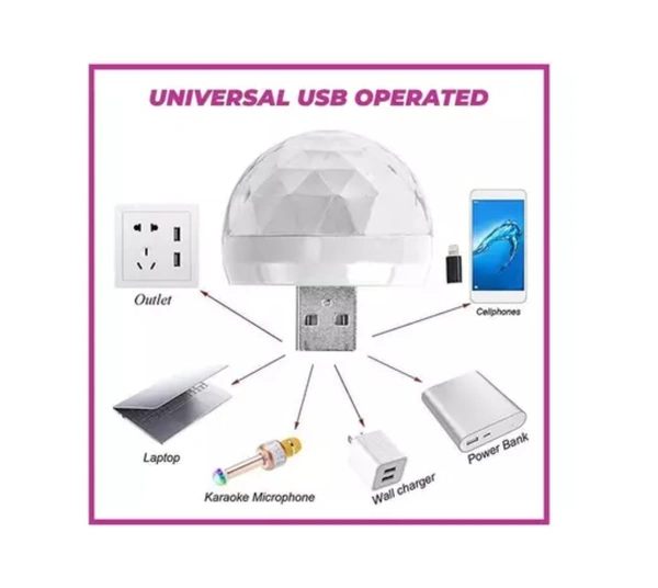 Car Interior USB Disco Magic LED Flash Light Comparable to All Vehicle