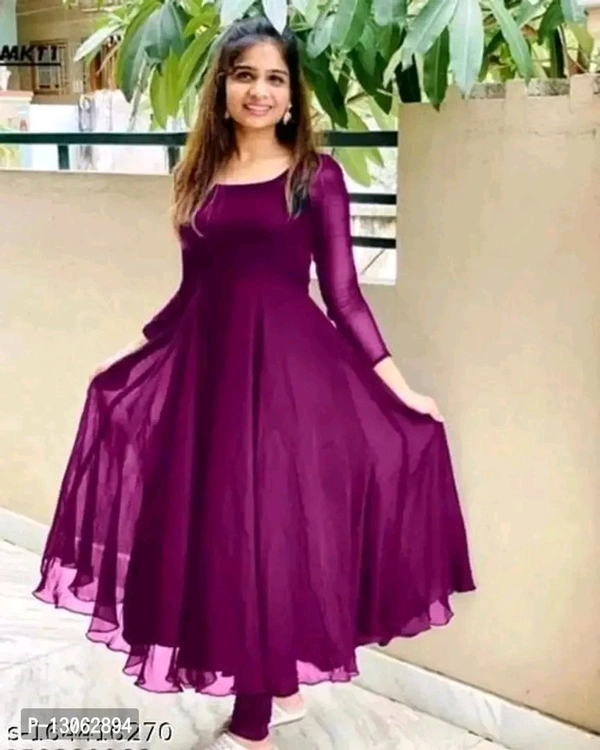 Fancy Georgette Ethnic Gowns For Women - XXL, Purple