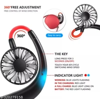 Handfree Personal Mini Neck Fan USB Rechargeable 360 Degree Rotation Fan