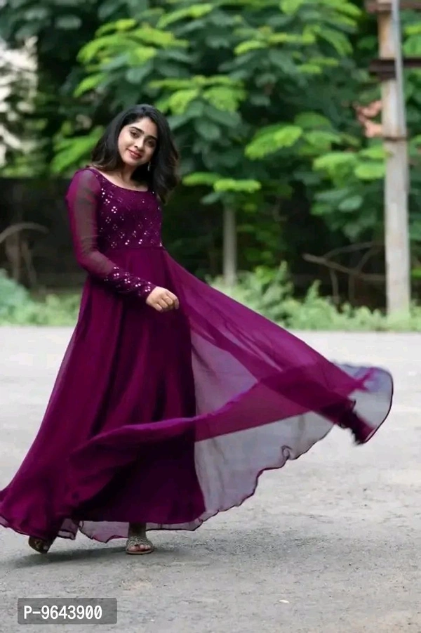 Stylish Fancy Faux Georgette Ethnic Gowns For Women - XL, Cardinal Pink