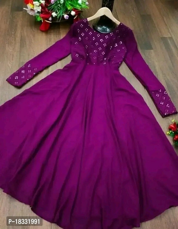 Stylish Fancy Faux Georgette Ethnic Gowns For Women - XL, Cardinal Pink