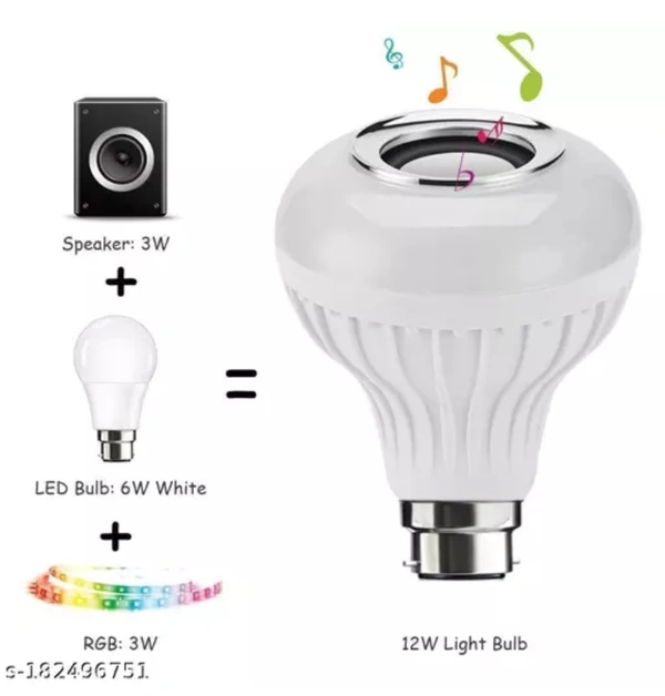 Tied Ribbons 3 in 1- 12W B22 Led Bulb with Bluetooth Speaker Music Light Bulb + Rgb Light Ball Bulb with Remote Control for Home Bedroom Living Room Party Decoration