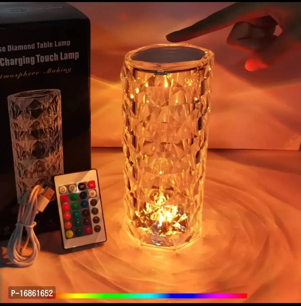 Touch Diamond Crystal Lamp, 16 Color RGB Changing LED lights Table Lamp (Multicolor). Touch And Remote