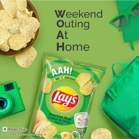 Lays Lay's Potato Chips 90g/115g, American Style Cream & Onion Flavour, Crunchy Chips & Snacks (weight may vary) (PACK OF 2)