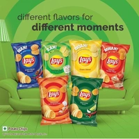 Lays Lay's Potato Chips 90g/115g, American Style Cream & Onion Flavour, Crunchy Chips & Snacks (weight may vary) (PACK OF 2)