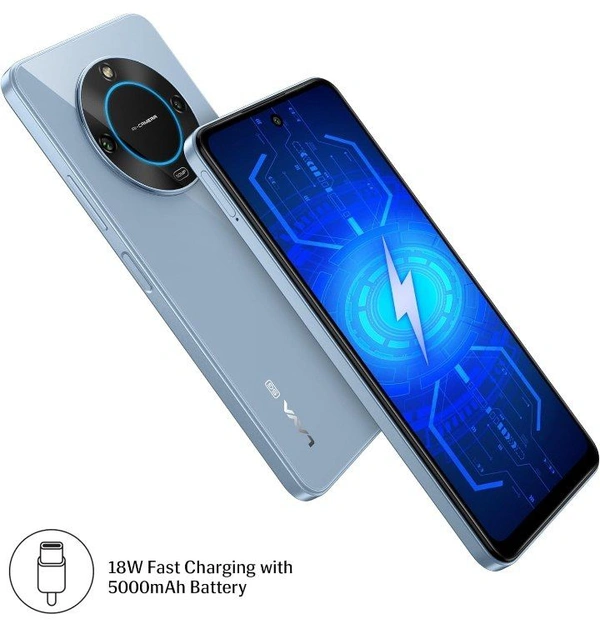 Lava Blaze 2 5G (Glass Blue, 4GB RAM, 64GB Storage)| Stunning Ring Light| 50 MP AI Camera |5000 mAh Battery| Upto 8 GB Expandable RAM