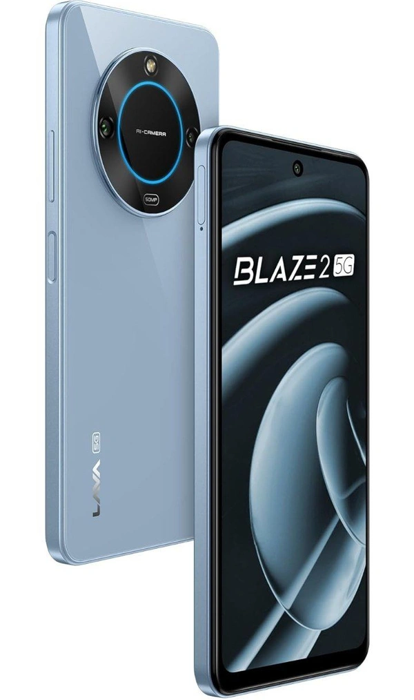 Lava Blaze 2 5G (Glass Blue, 4GB RAM, 64GB Storage)| Stunning Ring Light| 50 MP AI Camera |5000 mAh Battery| Upto 8 GB Expandable RAM