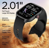 pTron Store pTron Newly Launched Reflect MaxPro Smartwatch, 2.01" Full Touch Display with Bluetooth Calling, Functional Crown, 600 NITS, 100+ Watch Faces, HR, SpO2, Sports Mode, 5 Days Battery Life & IP68 (Black)
