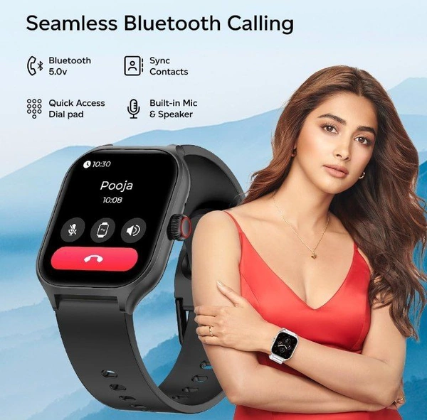 pTron Store pTron Newly Launched Reflect MaxPro Smartwatch, 2.01" Full Touch Display with Bluetooth Calling, Functional Crown, 600 NITS, 100+ Watch Faces, HR, SpO2, Sports Mode, 5 Days Battery Life & IP68 (Black)