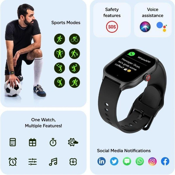 pTron Store pTron Newly Launched Reflect MaxPro Smartwatch, 2.01" Full Touch Display with Bluetooth Calling, Functional Crown, 600 NITS, 100+ Watch Faces, HR, SpO2, Sports Mode, 5 Days Battery Life & IP68 (Black)
