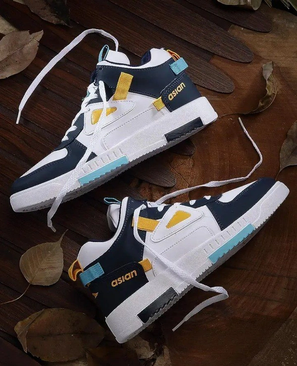 ASIAN Men's Tarzan-11 White Casual Sneaker High-Neck Shoes with Lightweight Extra Cushion Lace-Up Shoes for Men's & Boy's… - 6