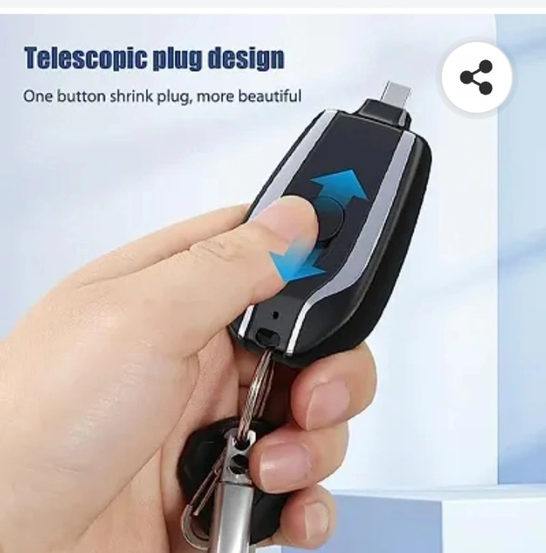 Portable Emergency Key Chain Power Bank Mini 1500mah Fast Finger Type Key Chain, Keychain Type Power Bank ( C Type Charger Port