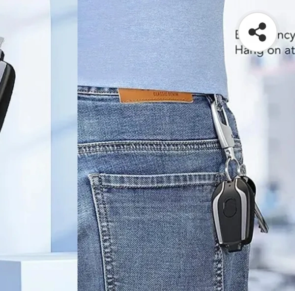 Portable Emergency Key Chain Power Bank Mini 1500mah Fast Finger Type Key Chain, Keychain Type Power Bank ( C Type Charger Port