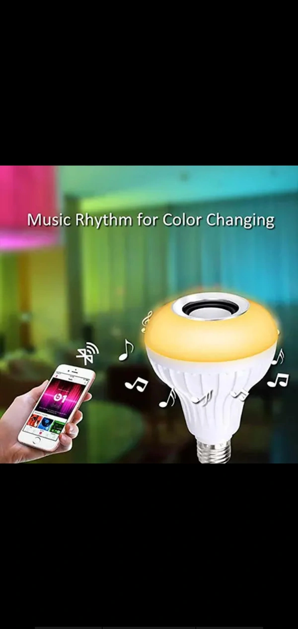 Wireless Bluetooth Sensor  12w Music Multicolour Led Bulp With Remote Controller 
